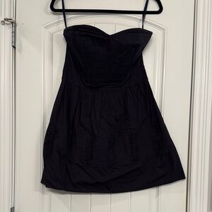 Kimchi Blue Elegant Navy Cotton Strapless Dress, Size M